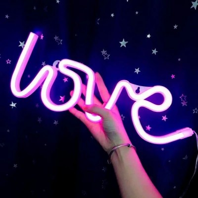 Rebow Hot Selling Home Decorative LED PVC Silicone Neon Sign Light Acrylic Letter Pink Love Neon Sign Custom